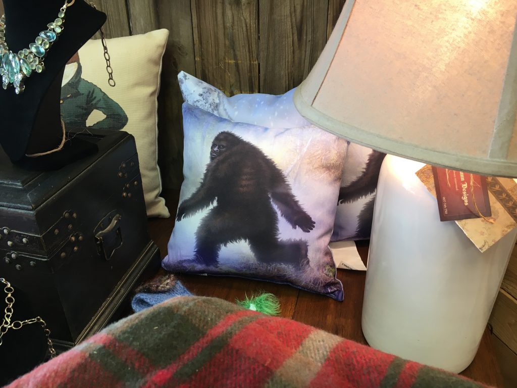 Bigfoot printed pillows.
