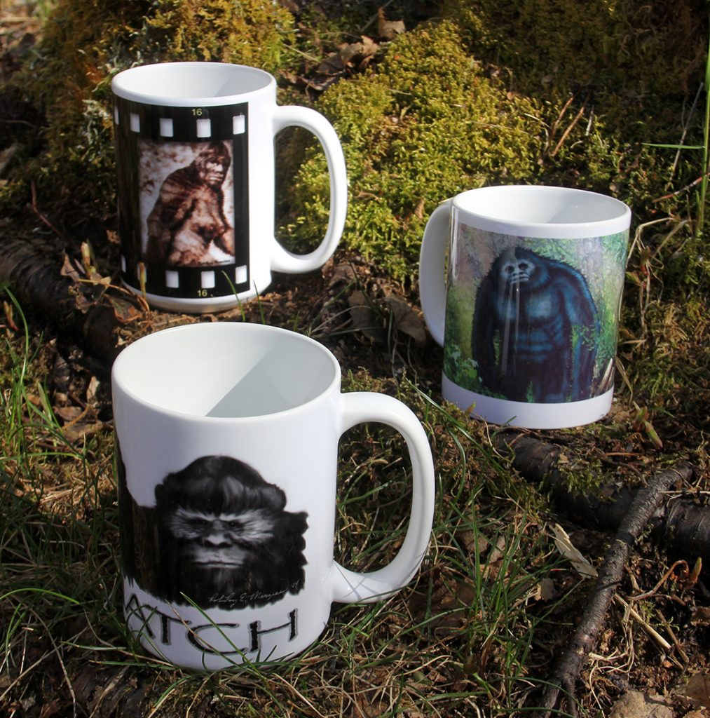 Bigfoot printed coffee cups.
