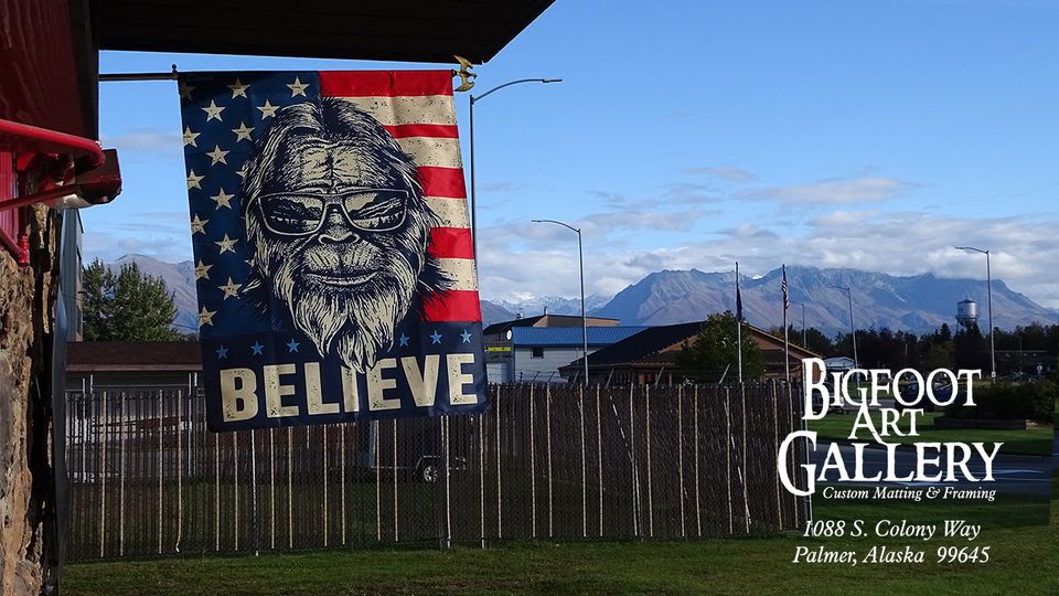 Bigfoot Art Gallery Shop and flag
