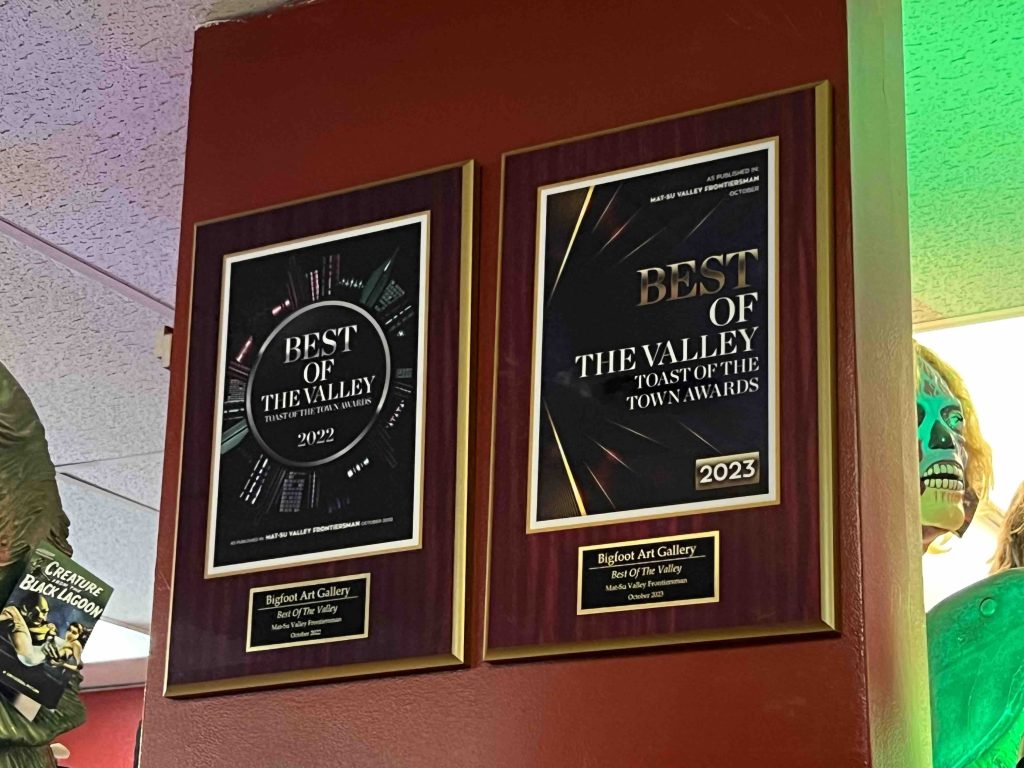 Gallery wall displaying the 2 earned Best Of The Valley plaque.
